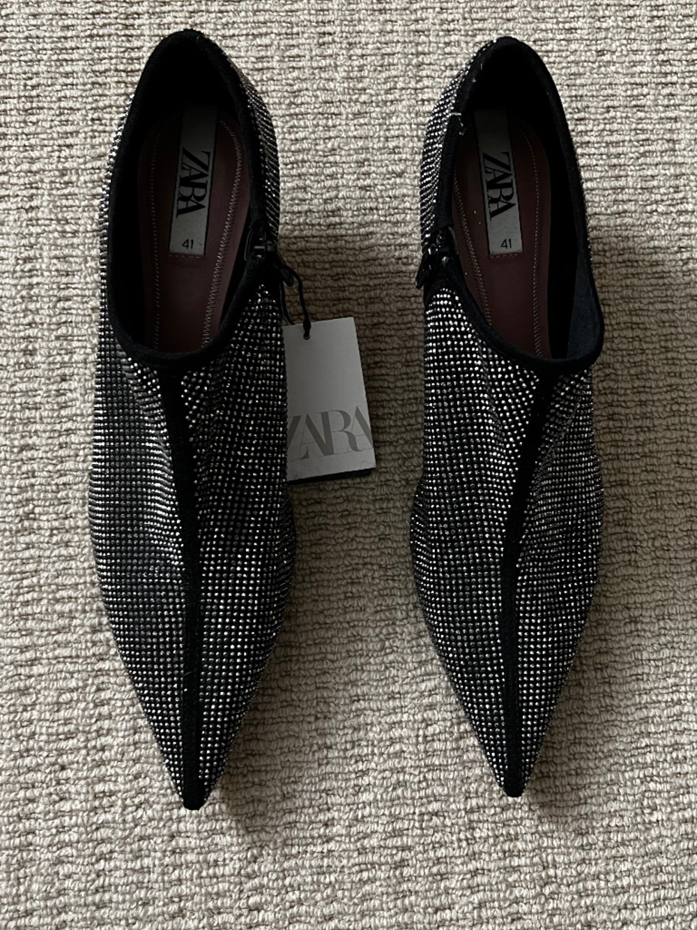 Zara Sparkly Kitten Heel Ankle Boots Women's Size 10 US (41 EU)